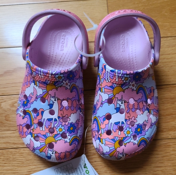 Crocs Classic Fairy Tale Unicorn Clogs, C 13, Pink/Purple - Picture 2 of 9